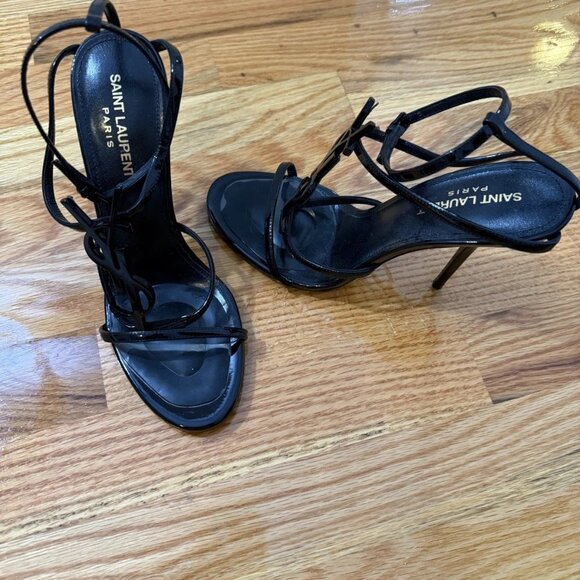 Saint Laurent Cassandra Black YSL Sandals Size 38 - Picture 7 of 8